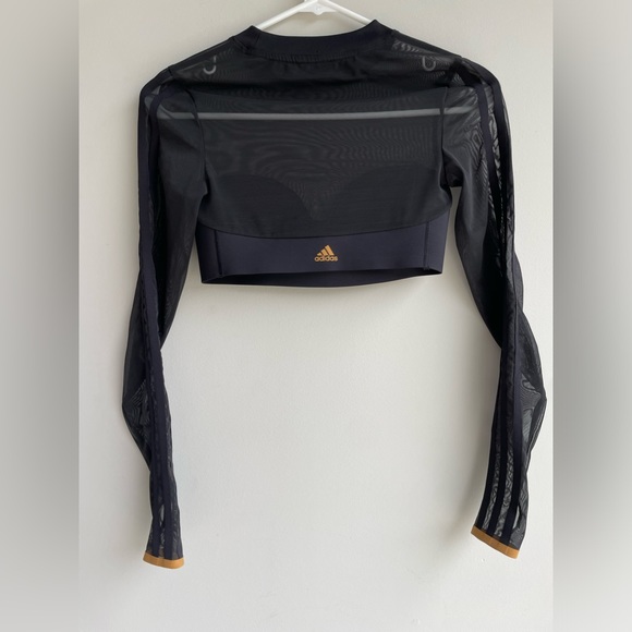 Adidas x Ivy Park - Drip 2.2 Long Sleeve Mesh Crop in Black - Picture 6 of 10